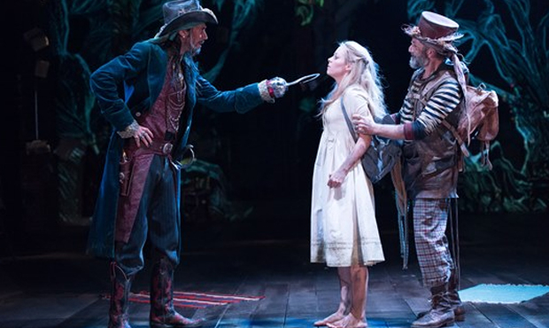 Guy Henry as Captain Hook, Fiona Button as Wendy Darling and Gregory Gudgeon as Smee