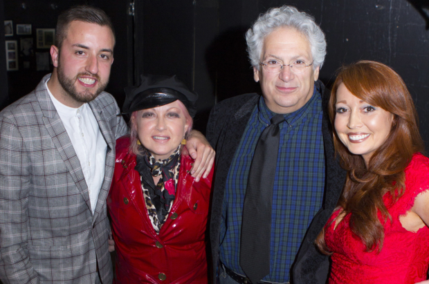Paul Taylor Mills with Cyndi Lauper, Harvey Fierstein and Amy Anzel at the opening of Casa Valentina