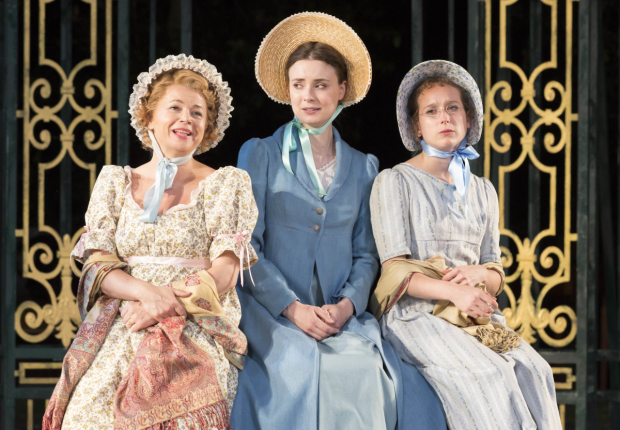 Rebecca Lacey as Mrs Bennet, Jennifer Kirby as Elizabeth Bennet, Leah Brotherhead as Mary Bennet in Pride and Prejudice