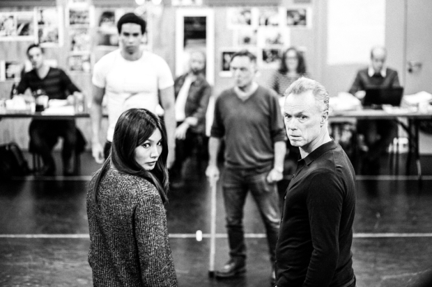 Gemma Chan and Gary Kemp rehearse for The Homecoming
