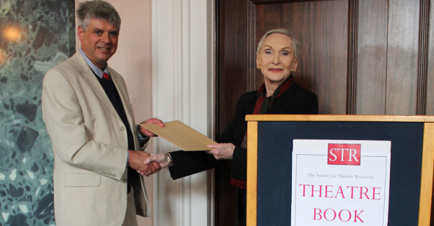 Dame Siân Phillips presents Steve Nicholson with the Theatre Book Prize