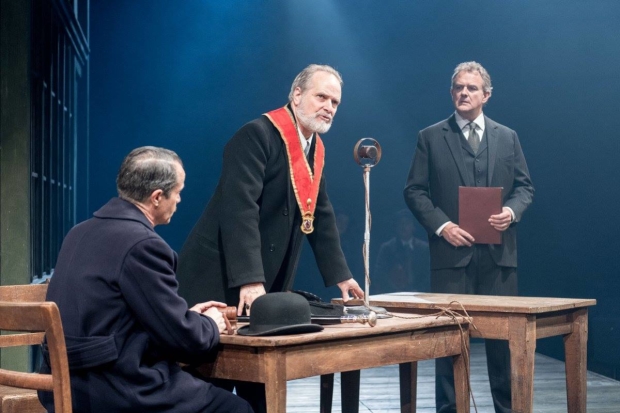 Jonathan Cullen, William Gaminara and Hugh Bonneville in An Enemy of the People