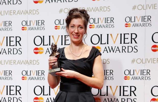 Anna Fleischle with her Olivier Award for Hangmen