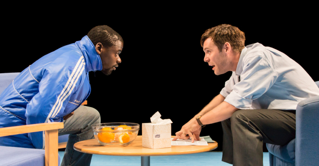 Daniel Kaluuya (Christopher) and Luke Norris (Bruce) in Blue/Orange at the Young Vic
