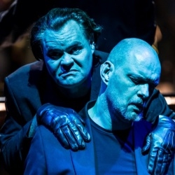 Jo Pohlheim as Alberich and Mats Almgren as Hagen in Götterdämmerung (Opera North)