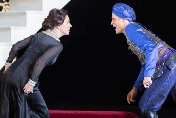 Mary Bevan as Elvira and Quirijn de Lang as Mustafà in L&#39;italiana in Algeri (Garsington Opera)