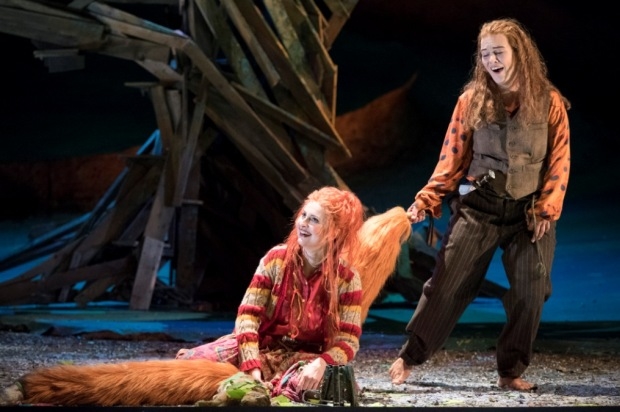 Elena Tsallagova as Vixen Sharp-Ears and Alžbĕta Poláčková as the Fox in The Cunning Little Vixen (Glyndebourne)