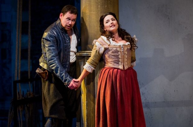 Shaun Dixon as Rodolfo and Anna Patalong as Mimì in La bohème (OHP)