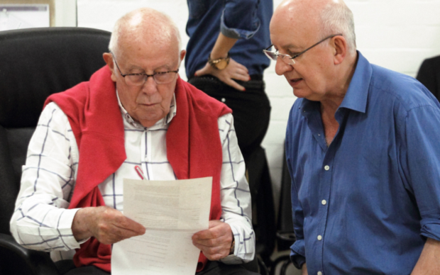 Director Richard Wilson and playwright Alistair Beaton in rehearsals for Fracked!