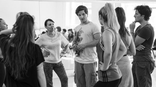 Arlene Phillips, Sam Cassidy and the cast of 27 in rehearsals