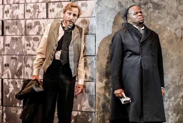 Martin Wölfel as Antonio and Lester Lynch as Shylock in The Merchant of Venice (WNO)