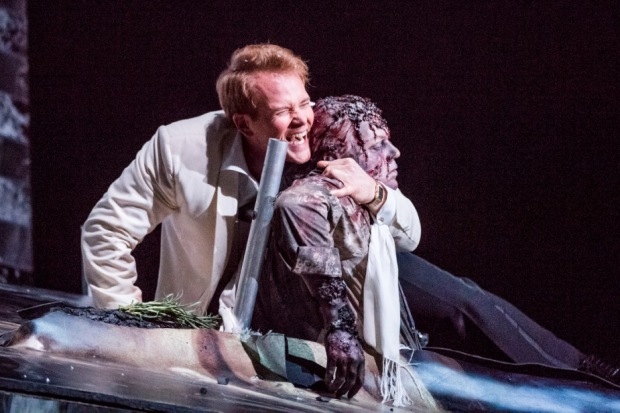 Duncan Rock as Don Giovanni and Andrii Goniukov as Il Commendatore in Don Giovanni (Glyndebourne Tour)