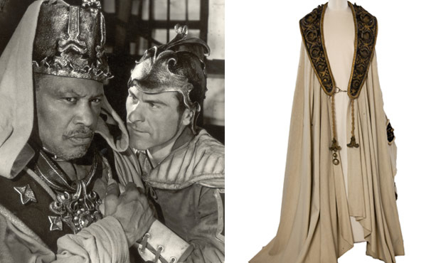 Paul Robeson as Othello in 1959 and (left) the robe he wore. 