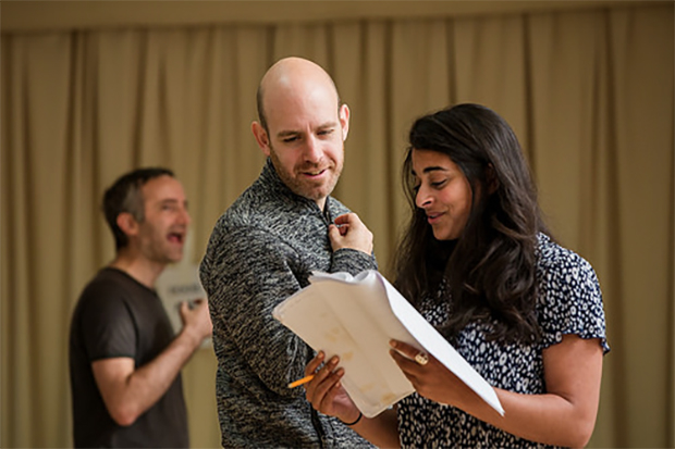Robert Hastie and Natalie Dew in rehearsals for Breaking the Code