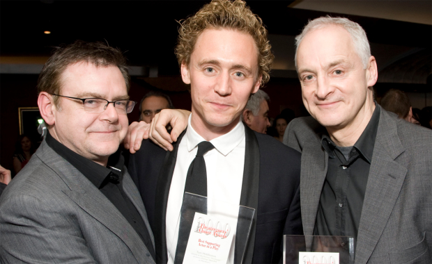 Tom Hiddleston collects his Award in 2009. Also pictured: Kevin R McNally and Malcolm Sinclair
