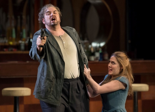 Nicholas Pallesen as Rigoletto and Sydney Mancasola as Gilda in Rigoletto (ENO)