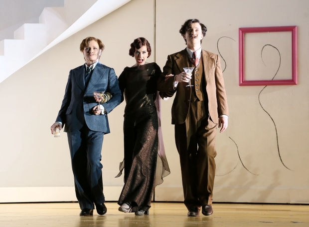 Patricia Bardon as Arsace, Sarah Tynan as Partenope and James Laing as Armindo in Partenope (ENO)