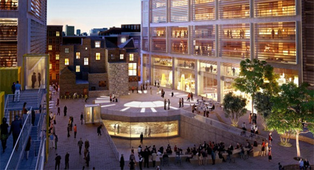 Artist&#39;s impression of the new area surrounding The Curtain Theatre