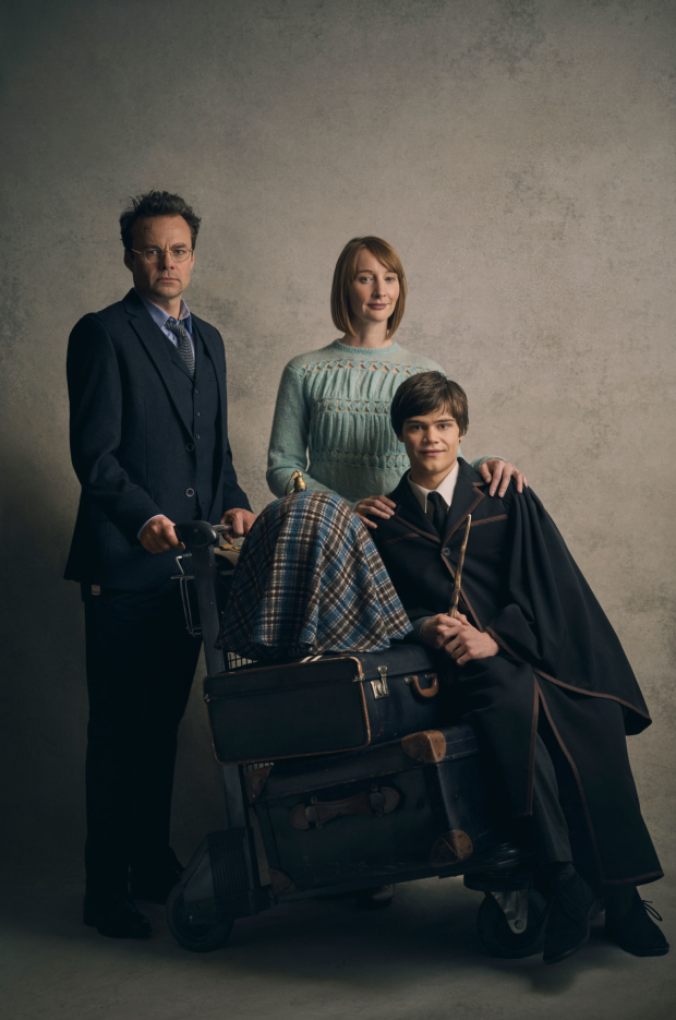 l-r Harry Potter (Jamie Glover), Ginny Potter (Emma Lowndes), Albus Potter (Theo Ancient)