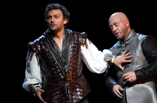 Jonas Kaufmann as Otello and Marco Vratogna as Iago in Otello (ROH)