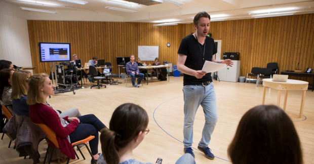 Rob Drummond and the community in rehearsals for The Majority