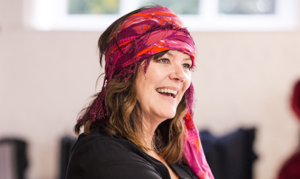 Josie Lawrence in rehearsals for Mother Courage and Her Children