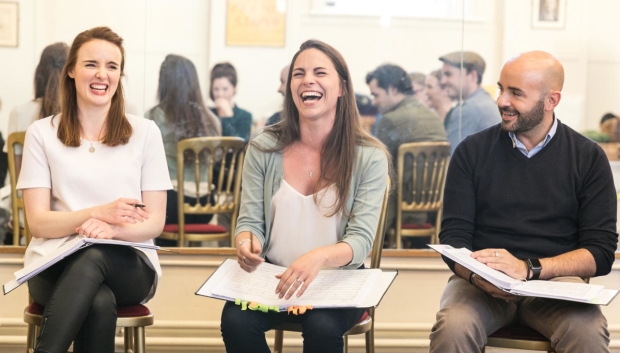 Anna O'Byrne, Carolyn Maitland, Greg Castiglioni rehearsing The Woman in White