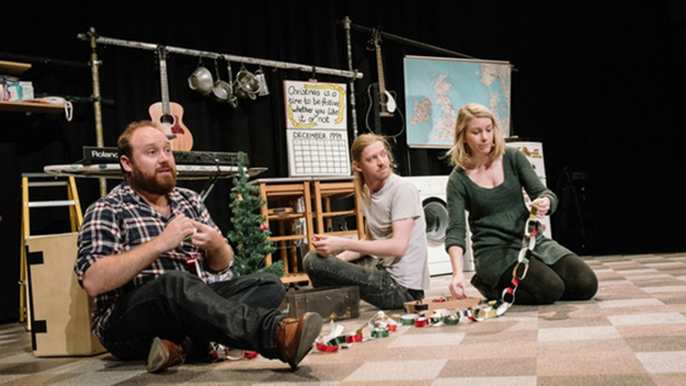 Jonny Donahoe, Paddy Gervers and Rachel Parris in Thirty Christmases