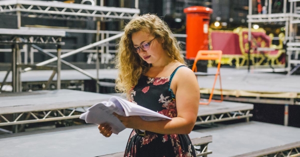 Carrie Hope Fletcher in rehearsals for The Christmasaurus Live