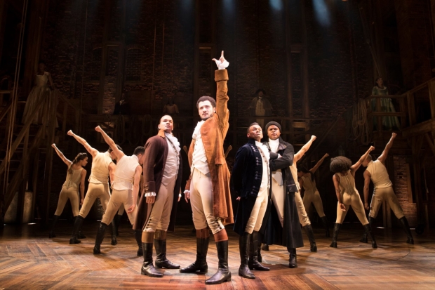 Cleve September, Jamael Westman, Jason Pennycooke, Tarin Callender and the West End cast of Hamilton