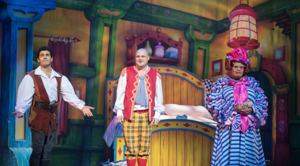 Liam Tamne, Al Murray and Clive Rowe in Jack and the Beanstalk