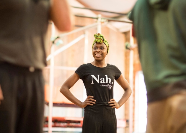 Joan Iyiola in rehearsals for The Duchess of Malfi