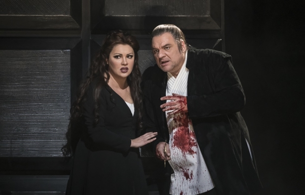 Anna Netrebko as Lady Macbeth and Zeljko Lucic as Macbeth in Macbeth (ROH)