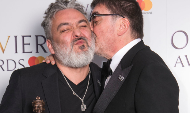 Jez Butterworth, winner for Best New Play, with Alfred Molina 