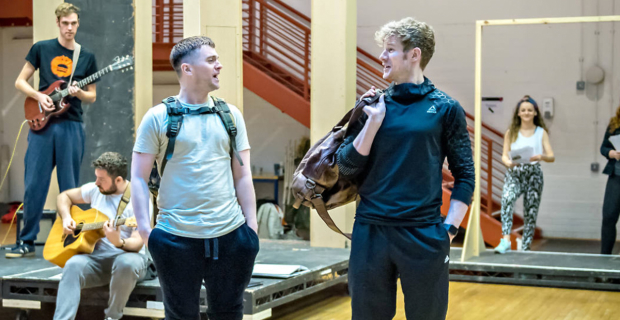 Paul-James Corrigan and Steven Miller in rehearsals for Sunshine on Leith
