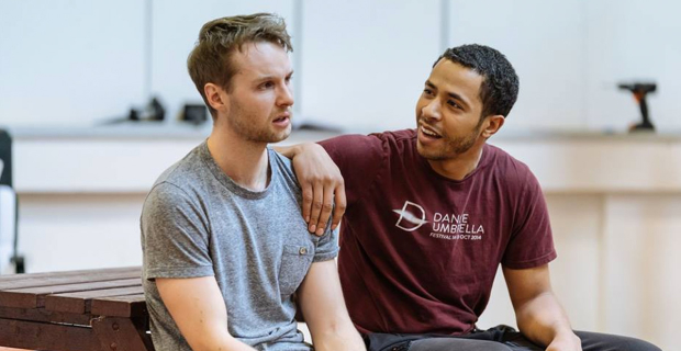Sion Daniel Young and Ukweli Roach in rehearsals for Nightfall at The Bridge.
