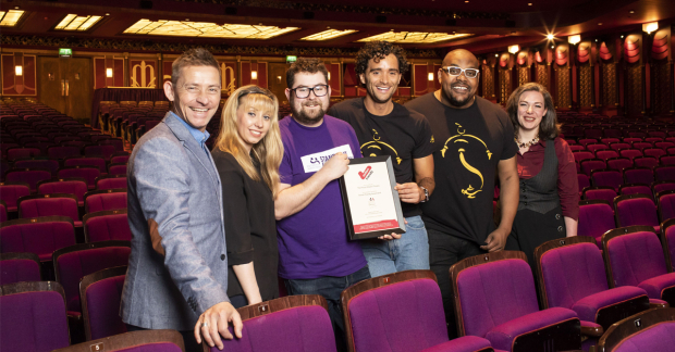 Graham Bradbury (general manager), Rose Smith (access host), Chris Pike (autism access specialist), Matthew Croke (Aladdin), Trevor Dion Nicholas (Genie) and Sarah Beebe (box office manager)