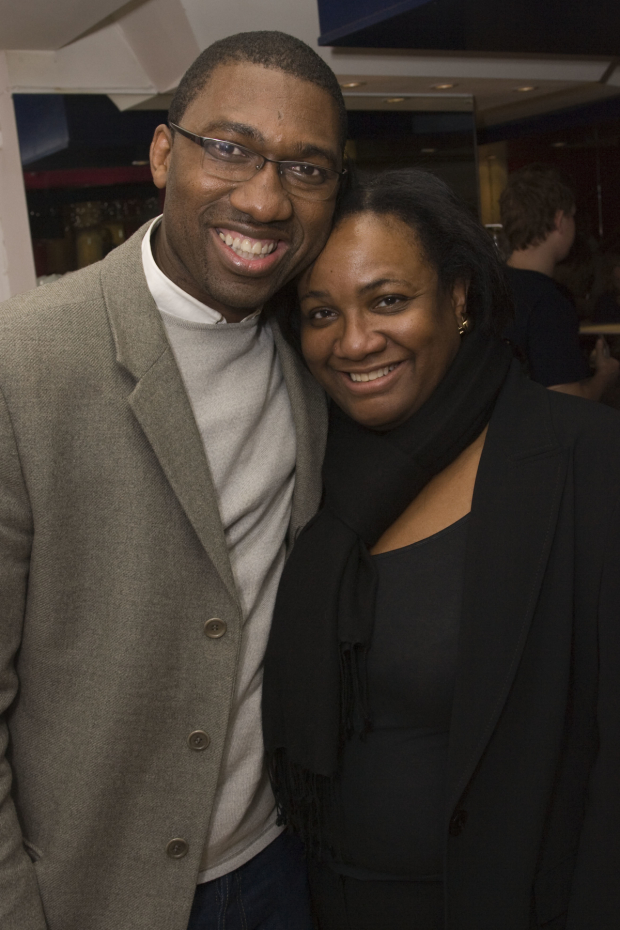 Kwame Kwei-Armah (Author/Director) and Diane Abbott attend the after show party for Let There Be Love at the Tricycle Theatre