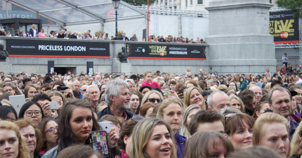 Crowds gather at West End Live in Trafalgar Square