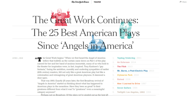 The New York Times&#39; list of best American plays since Angels in America