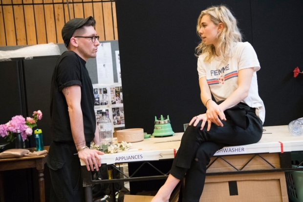 Designer Tom Scutt and Vanessa Kirby in rehearsals for Julie