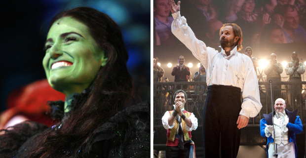 Idina Menzel at the opening night of Wicked and Alfie Boe at the concert performance of Les Misérables