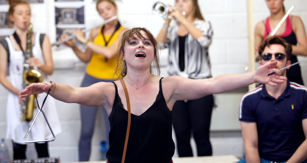 Gemma Sutton with the cast of Sweet Charity