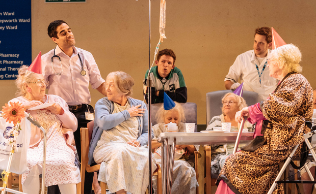 Patricia England (Mavis), Sacha Dhawan (Dr Valentine), Julia Foster (Mary) and members of the company of Allelujah!