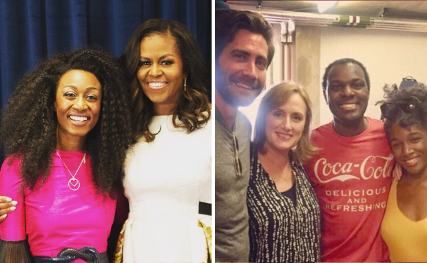 Beverley Knight, Michelle Obama, Jake Gylenhaal with the cast of Fun Home
