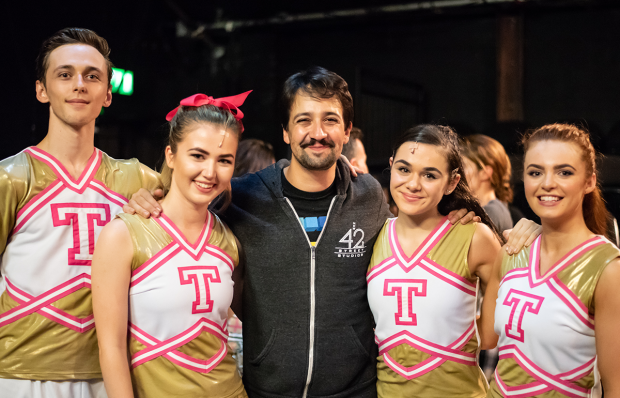 Lin-Manuel Miranda with the cast of Bring It On