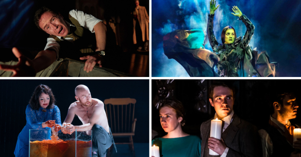 Clockwise from top left: Woman in Black, Wicked, Frankenstein and Othellomacbeth