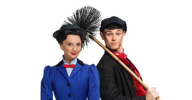 l-r Zizi Strallen as Mary Poppins and Charlie Stemp as Bert 