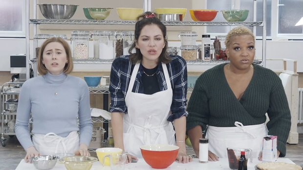 Laura Baldwin, Katharine McPhee and Marisha Wallace in rehearsals for Waitress