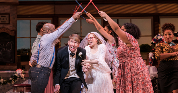 Jack McBrayer and Laura Baldwin in Waitress